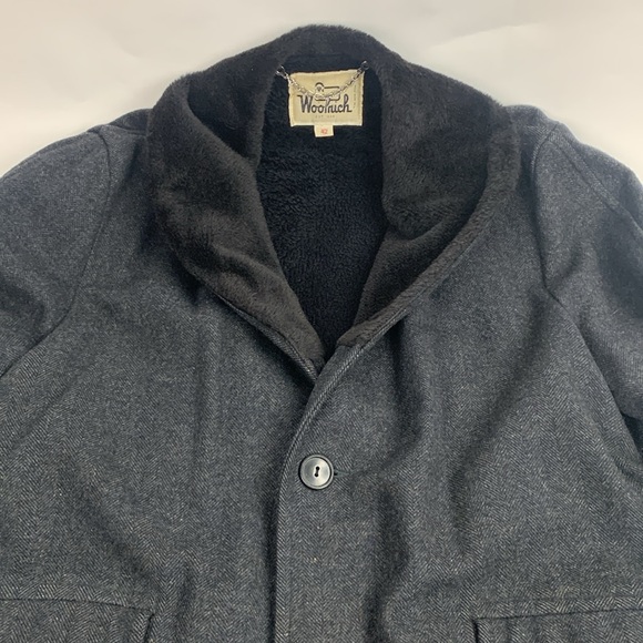 Vintage Woolrich Long Wool Winter Pea Coat Dark gray Size Men’s 42 Button up - Picture 3 of 15